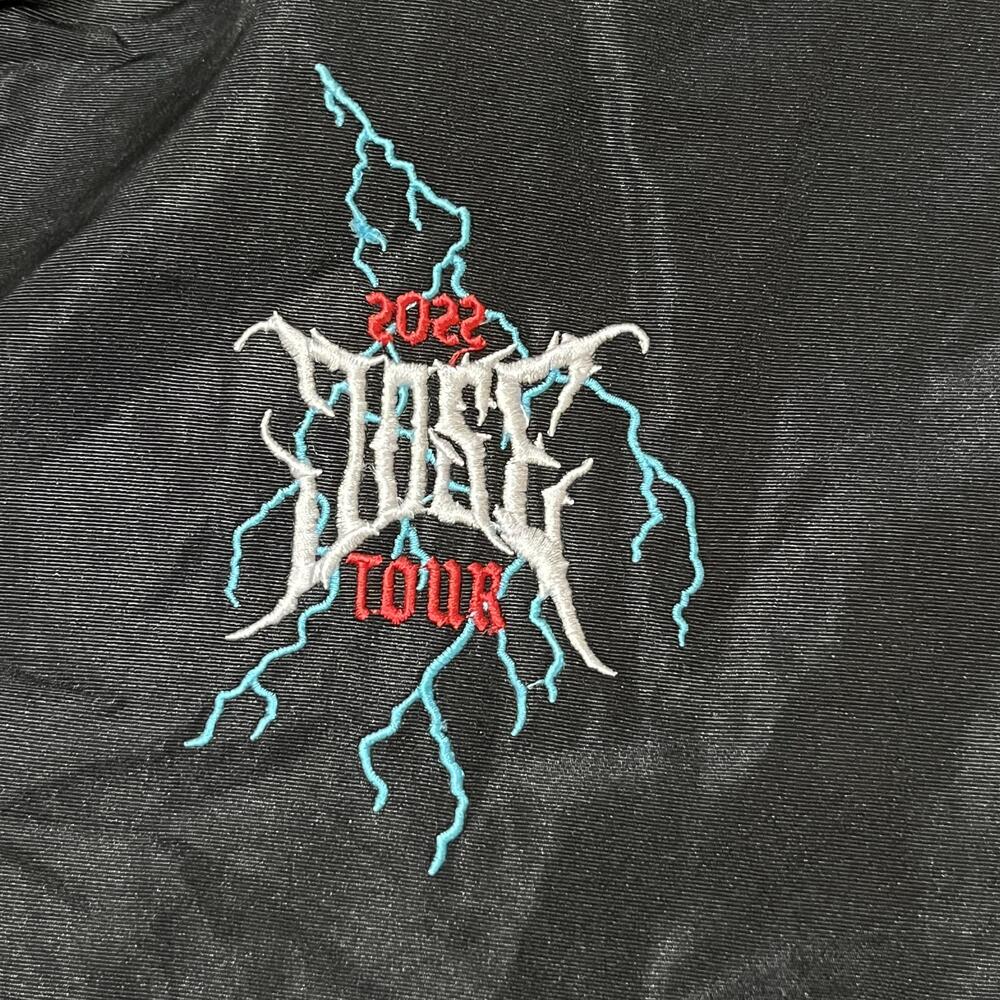 J Balvin Jacket Mens Large Black 2022 Jose Tour Bomber Smiley Lightning Patch - Picture 4 of 12